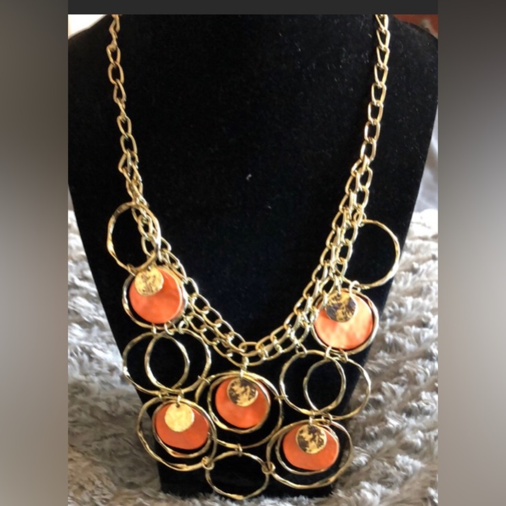 Gold & Peach Necklace ( costume jewelry)